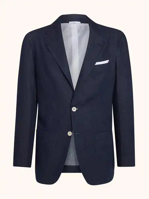 kiton蓝色混纺夹克西装上衣