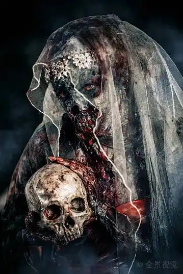 愤怒_血_死_新娘_女人_僵尸_万圣节_可怕_高清图片_全景视觉