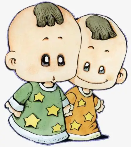 两个笑眯眯的小孩子