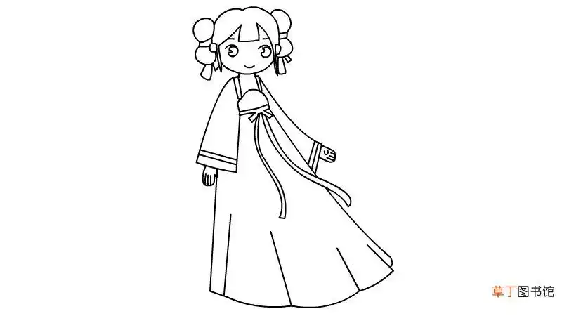 古装少女人物简笔画 古装少女的画法