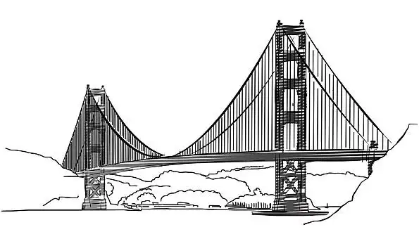 金门大桥,旧金山,轮廓,素描,矢量,艺术品