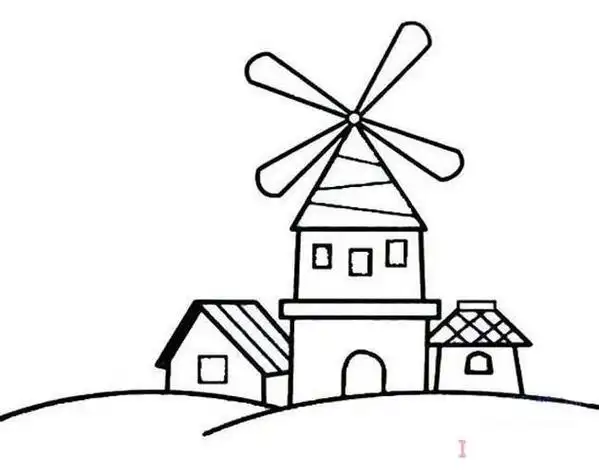 荷兰风车建筑怎么画简单风车简笔画图片