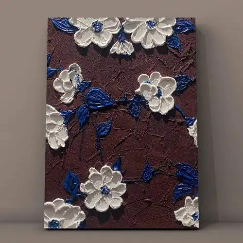 丙烯装饰画山茶花07附过程图