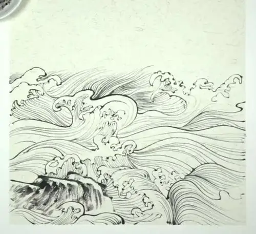 圆头波浪:这种云水纹适合表现微风吹拂下的水面或清晨的云海 5.