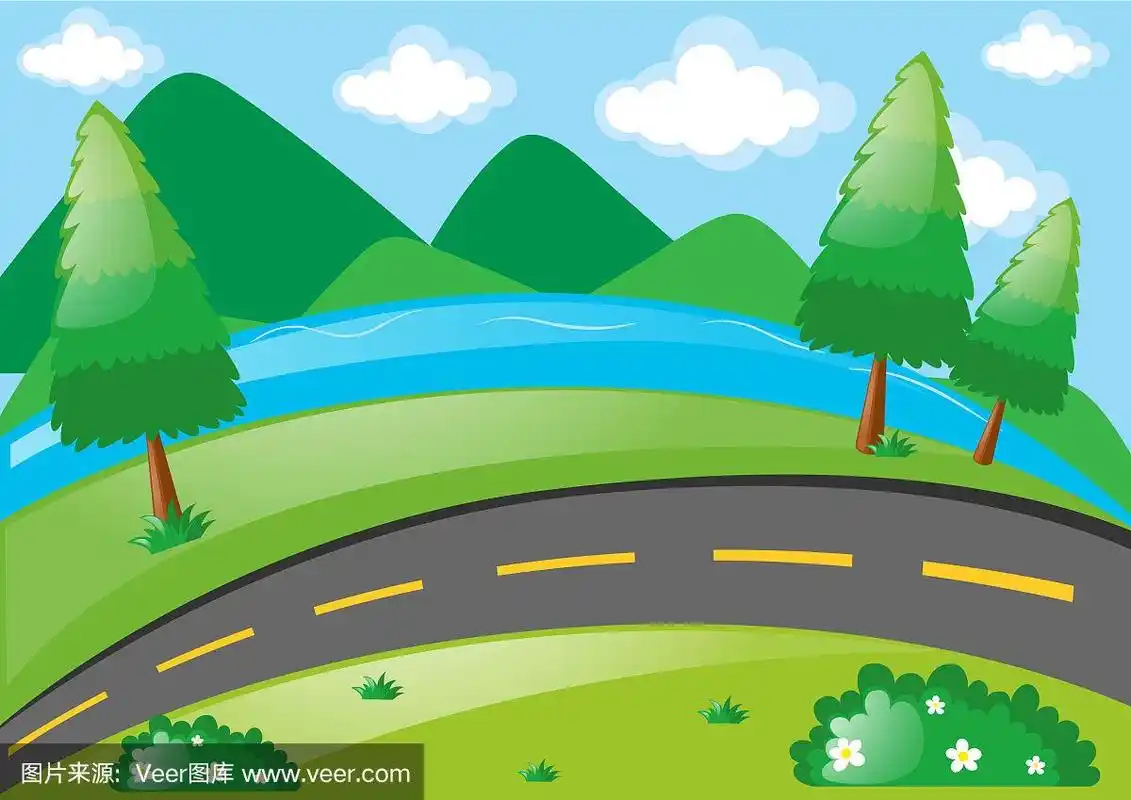 沿河有马路的景色