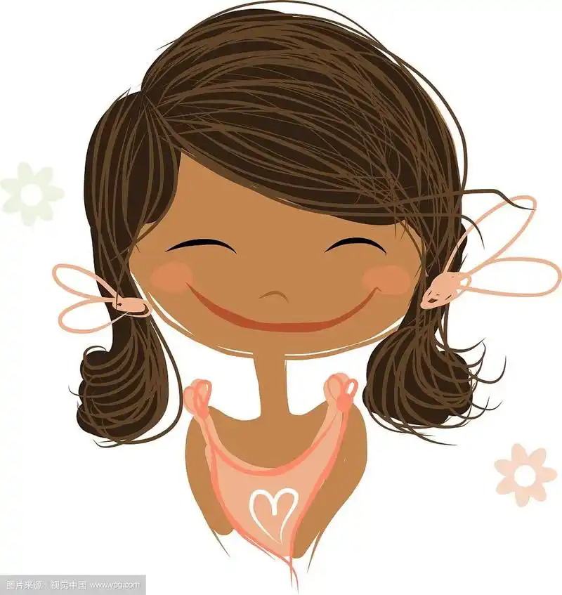 可爱的女孩微笑素描为您的设计