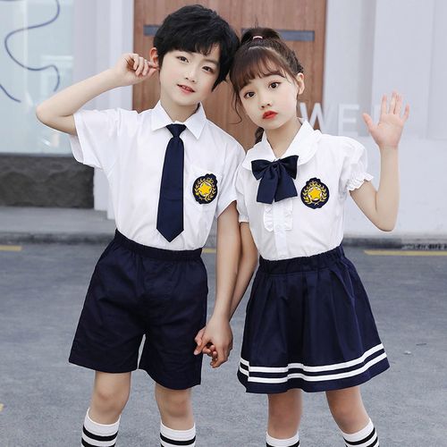 儿童女童小学生夏季校服短袖白衬衫男童jk套装学院英伦风班服 白 色