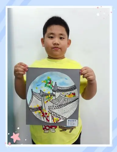 宙坤画室儿童画提高班第四节课 秋日古镇