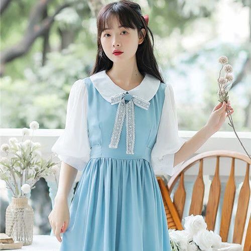 夹谷秋冬连衣裙学院风可爱小清新少女初中生女生裙子法式日系甜美韩版