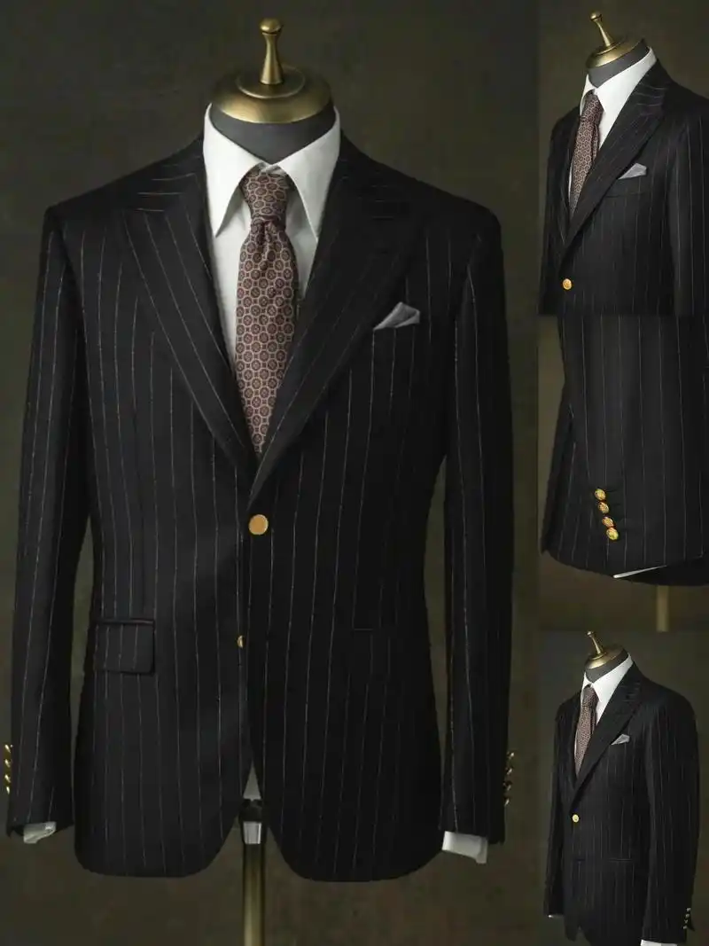 西服定制 | 设计感满满的银色条纹西装.
