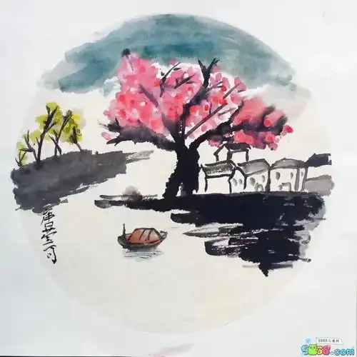 水乡江南少儿水墨画图片大全_国画 - 5068儿童网