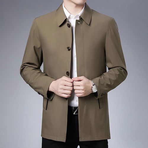 爸爸秋装夹克翻领中年男士外套春秋中老年人男装夹克