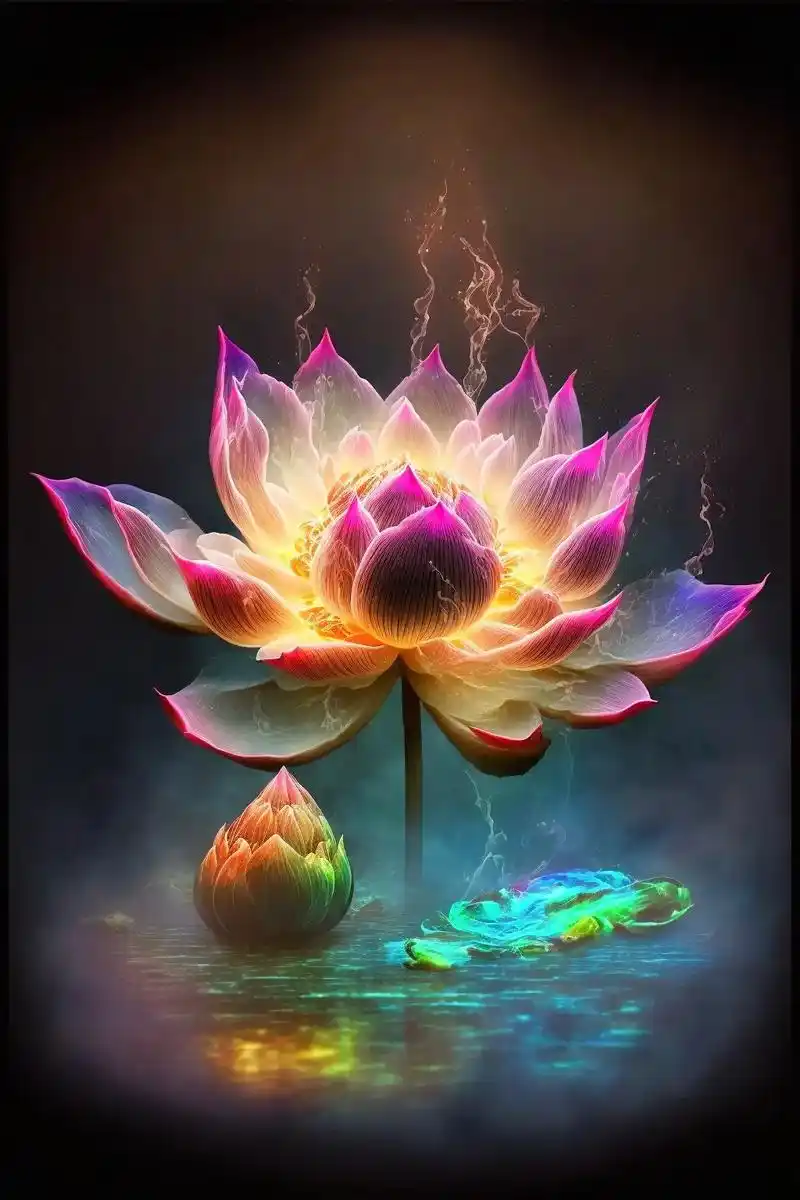 五彩莲花.莲花,佛光普照,佛缘,2023试试这个壁纸! #a - 抖音