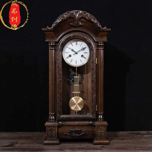 威弗列德客厅报时家用发条时钟老式实木机械座钟欧式复古台式钟表