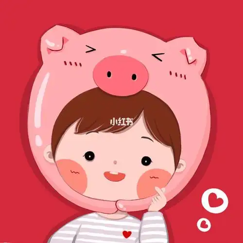 932019猪年可爱手绘情侣头像93 和新年壁纸配套的猪猪女孩新年