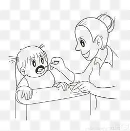妈妈喂药的简笔画