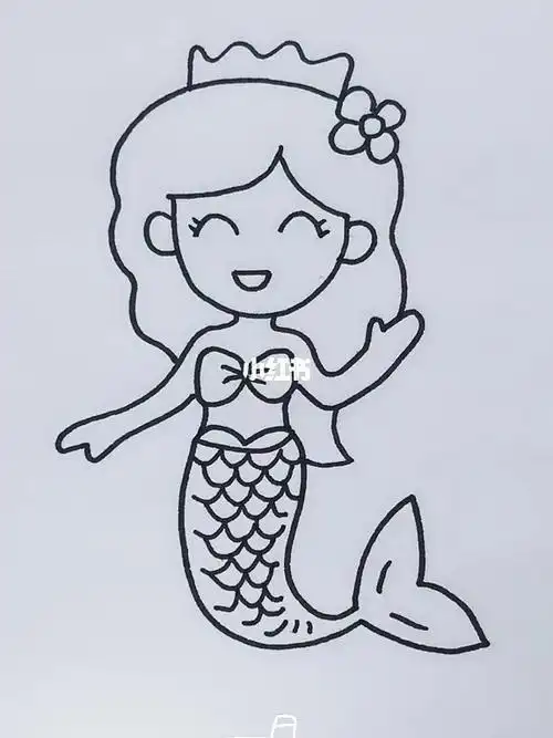 教我画简单漂亮美人鱼简笔画