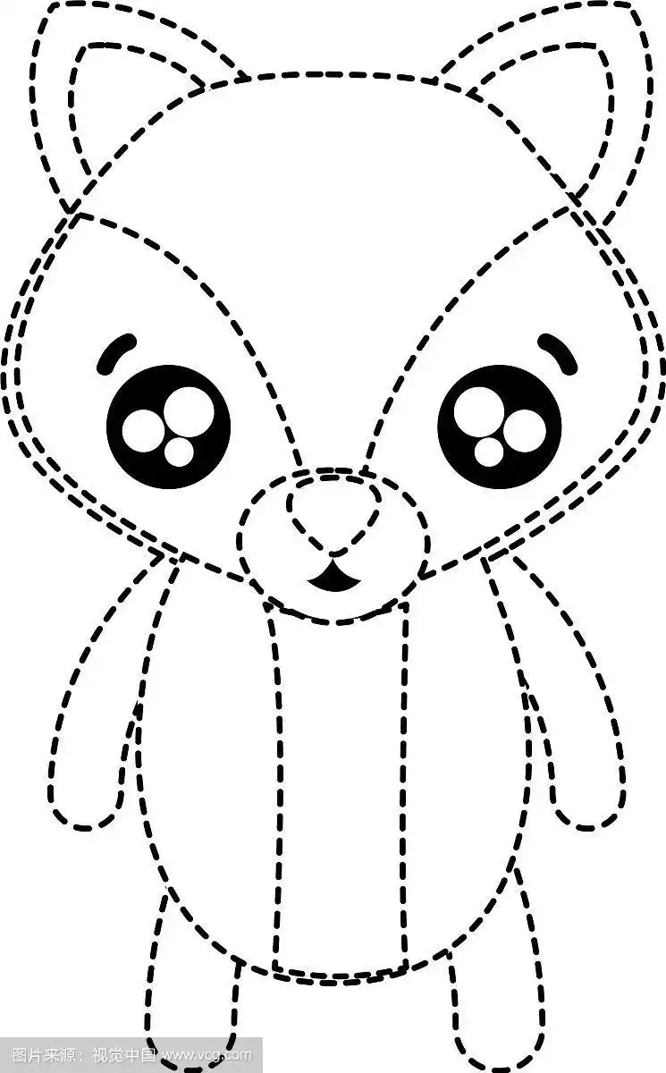 虚线形状的野兽惊奇狐狸可爱