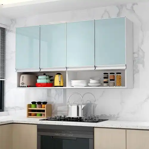 实木厨房吊柜墙壁壁柜钢化玻璃柜门卫生间壁挂储物柜吊柜