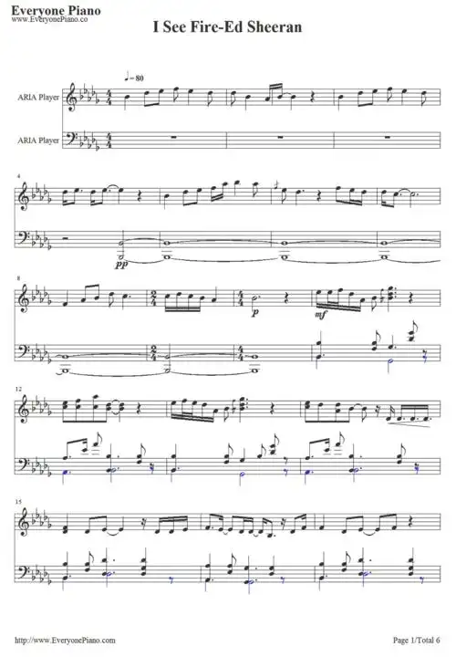 iseefire霍比特人2ed钢琴谱