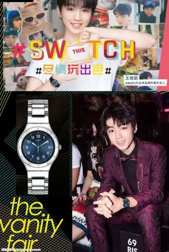 王俊凯代言,swatch金属系列蓝色水池腕表父亲节礼物首选