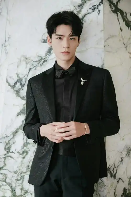 龚俊黑西服造型##龚俊#龚俊黑西装搭配黑色领结,出席品牌活动铣场