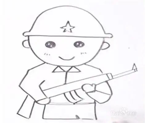 军人素描简笔画可爱 简笔画图片大全-蒲城教育文学网