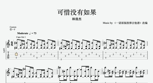 一诺改编指弹《可惜没如果》吉他谱