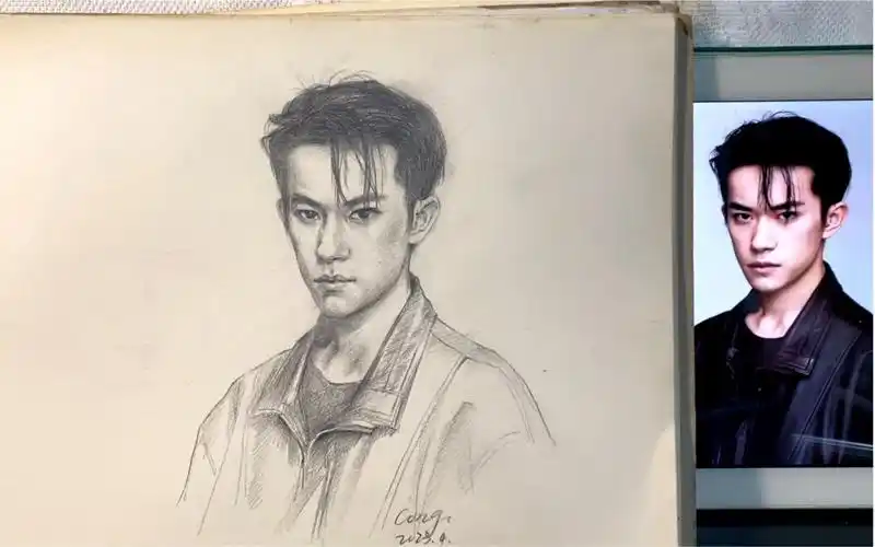 速写易烊千玺(画画过程)