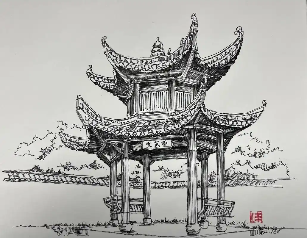 钢笔画 #古建筑之美 #建筑手绘    位于沈阳建筑大学八 - 抖音