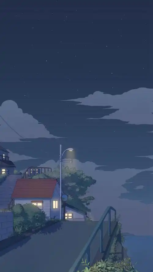 唯美治愈动漫小镇风景手机壁纸