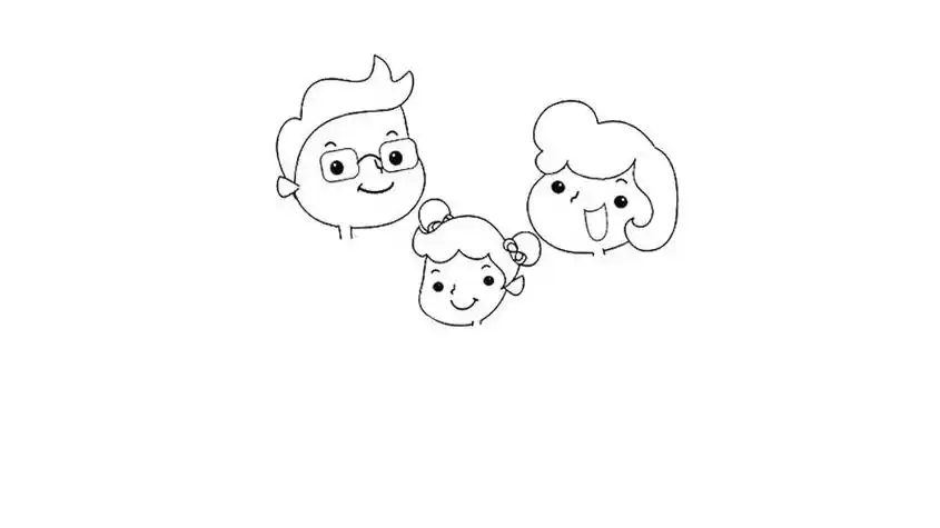 一家三口简单简笔画教程