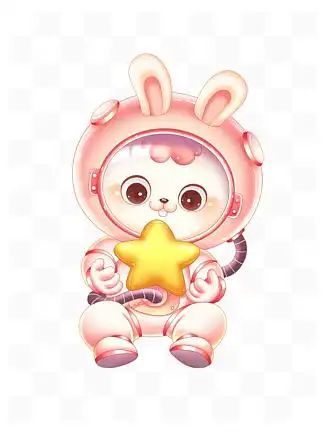 小兔子宇航员兔年装饰卡通形象可爱生肖动物