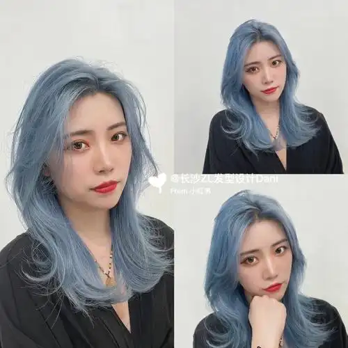 夏天超酷发色 莆田染发接发烫发|||里发色～梦幻氛围感冰蓝色8然一起