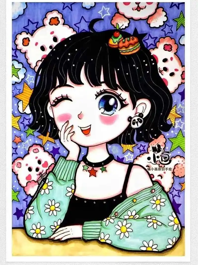 儿童画每周打卡——动漫人物 后附线稿