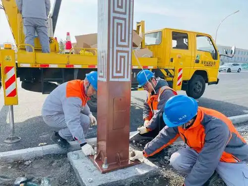 成员集中优势专业力量,全力突击,力争在12月中旬将路灯安装调试完毕