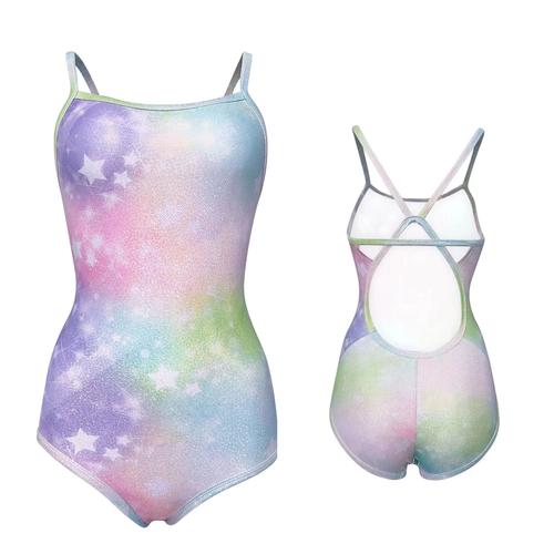 amber亮晶晶韩版女士游泳衣三角连体竞速专业紧身露背双层无胸垫