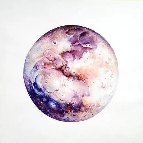 水彩插画月球