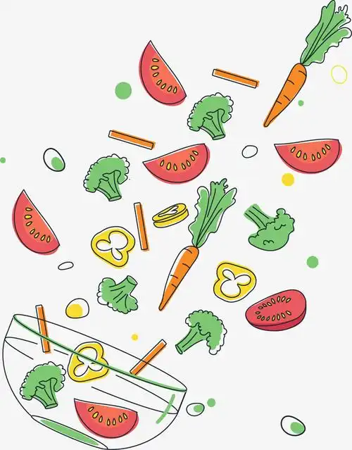 卡通彩色蔬菜沙拉