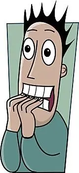 咬手指,不安,卡通,男人,咬,指甲