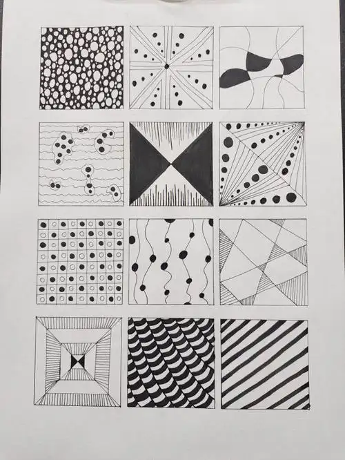 黑白线描控笔格子