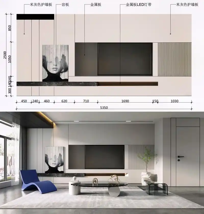 9款电视背景墙设计 立面详细尺寸图.#居然之家自营装修# #室内设计