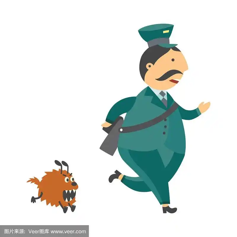 矢量卡通邮差人物逃跑