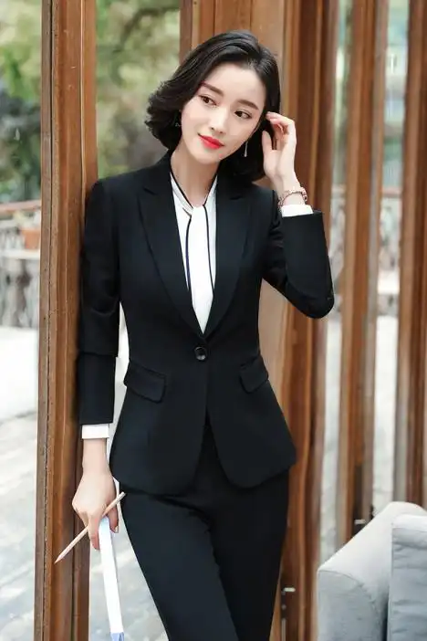 小燕子 2018韩版新款职业装女装套装时尚ol气质修身西装套裤女秋冬