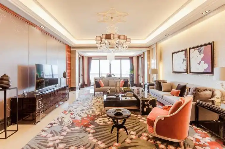 青岛星河湾大平层客厅实景图