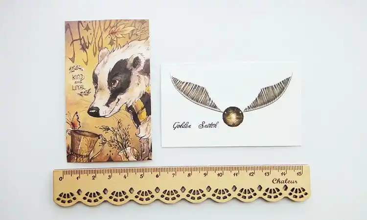 哈利波特魔幻手绘彩色学院金色飞贼书签小卡卡片书签