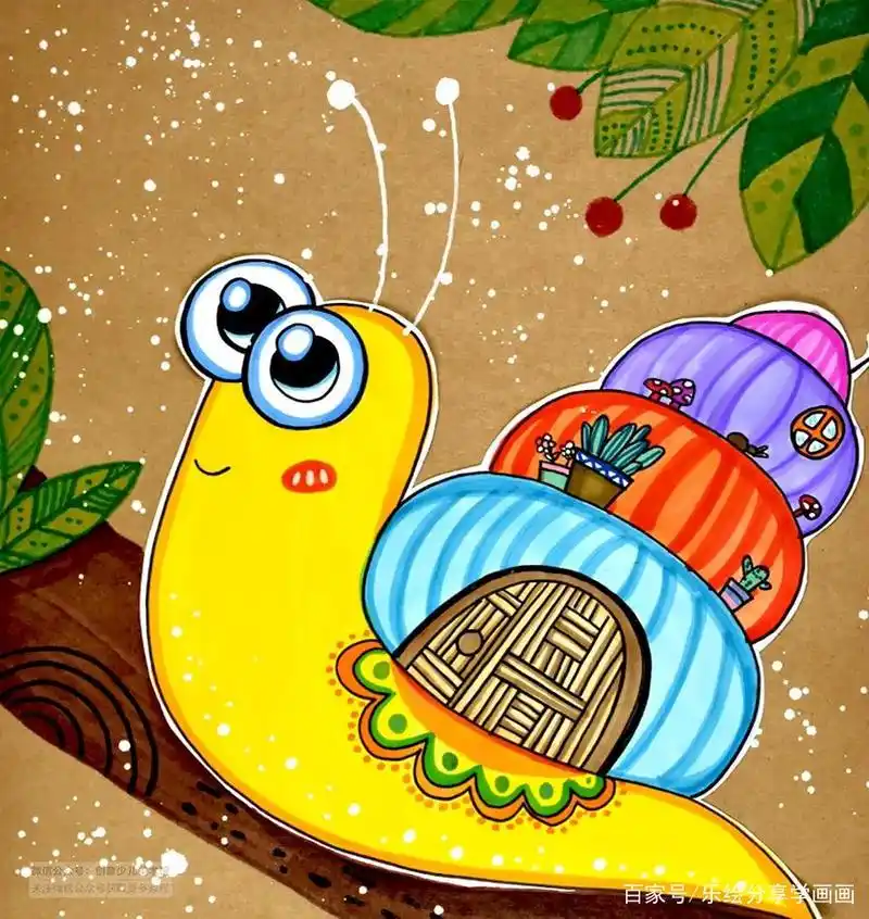 创意儿童画教程|水彩笔色彩练习课程《小小蜗牛的大房子》