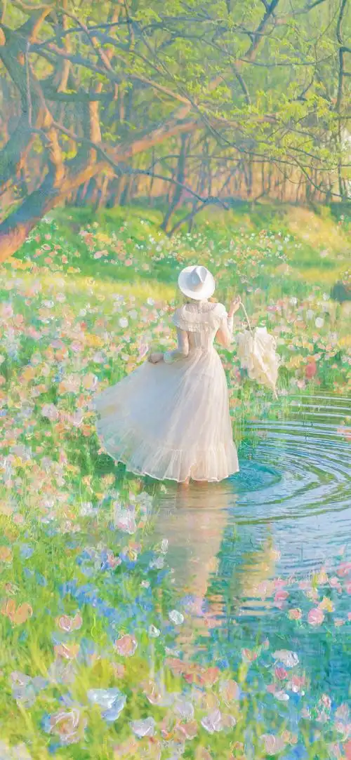 春天美女背影壁纸图片