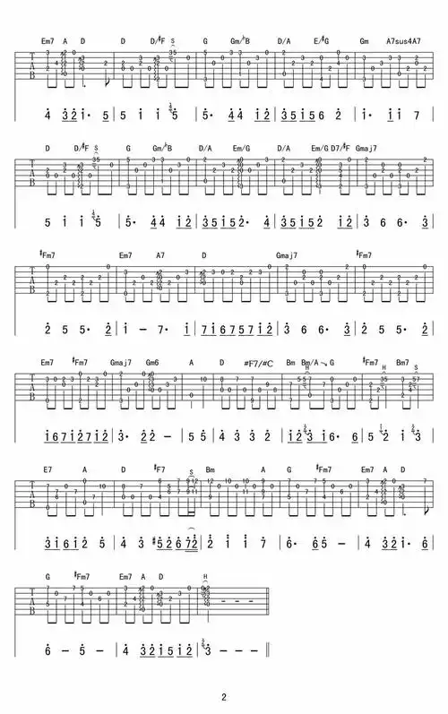 风之诗吉他谱押尾桑windsong指弹谱六线指弹图吉他谱