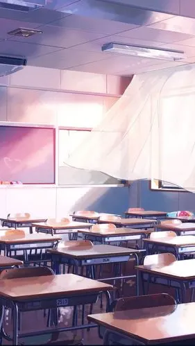 手绘唯美教室h5背景素材